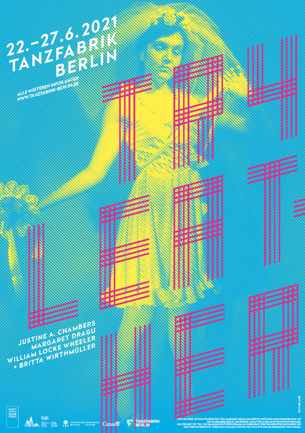 Zu sehen ist Margaret Dragu in einem Hochzeitskleid, der Schriftzug "Try Leather" ist &uuml;ber das Bild gelegt. | © Carsten Stabenow | Milchhof